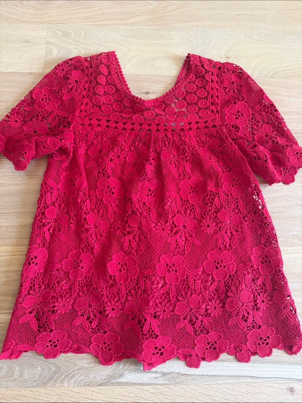 Anthropologie brand. Red Floral Crochet Lace Dress